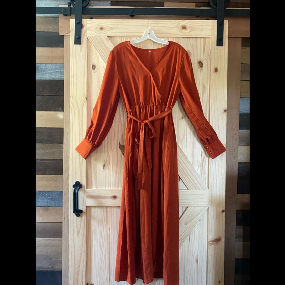 Size large Baltic Born long sleeve long  burnt orange dress